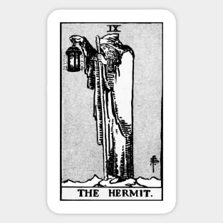 IX. The Hermit Tarot Card | Black and white Sticker